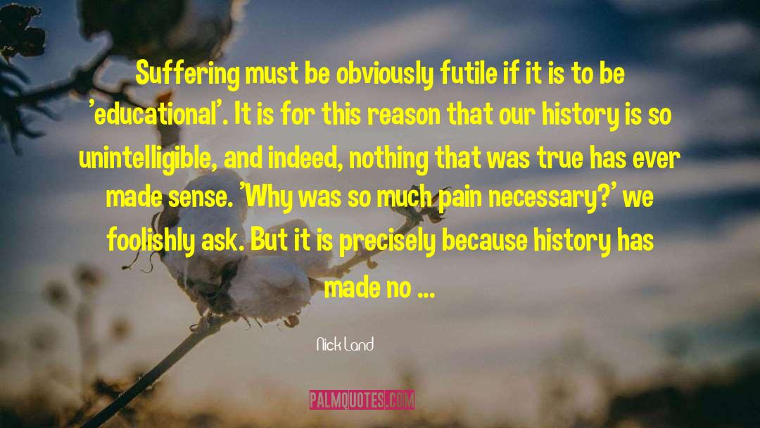 Nick Land Quotes: Suffering must be obviously futile