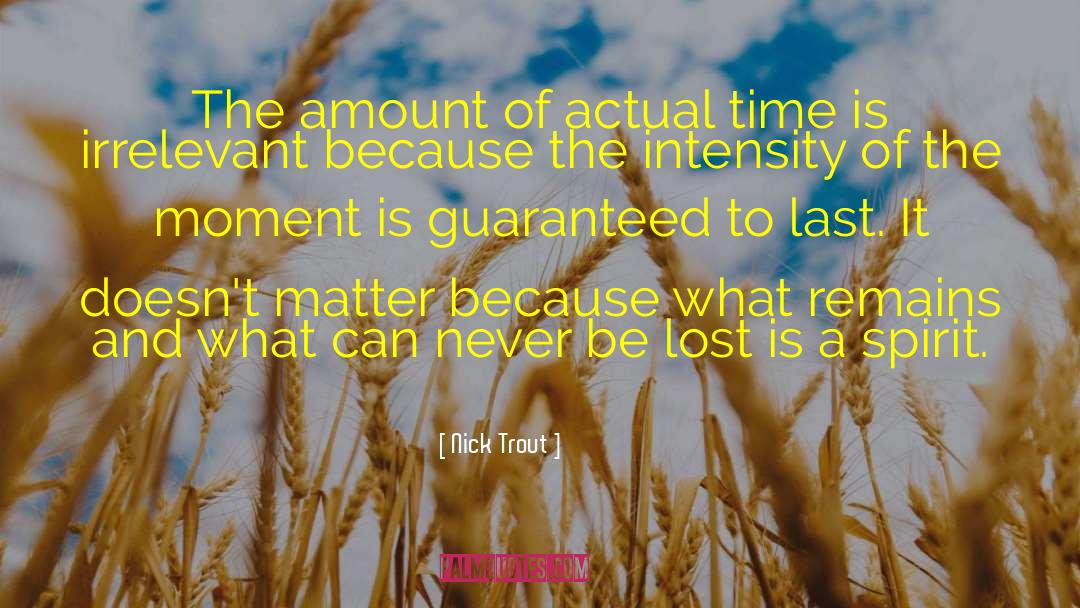 Nick Trout Quotes: The amount of actual time