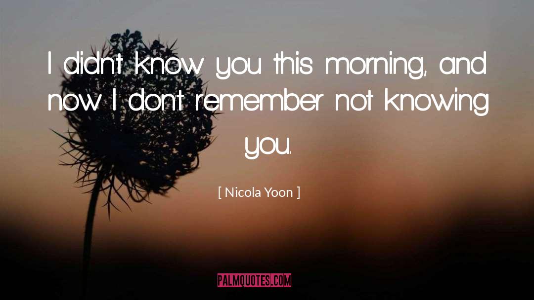 Nicola Yoon Quotes: I didn't know you this