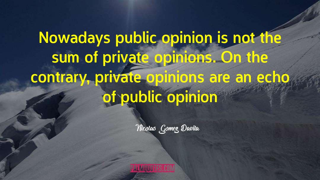 Nicolas Gomez Davila Quotes: Nowadays public opinion is not
