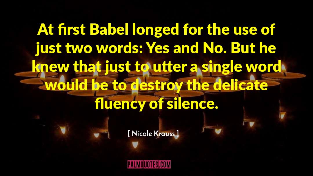 Nicole Krauss Quotes: At first Babel longed for