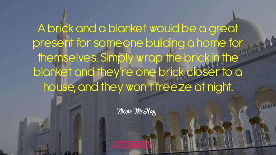 Nicole McKay Quotes: A brick and a blanket