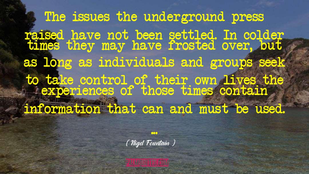 Nigel Fountain Quotes: The issues the underground press