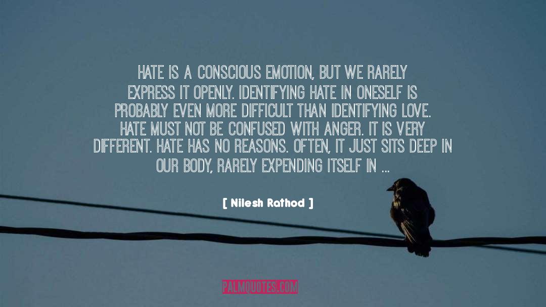 Nilesh Rathod Quotes: Hate is a conscious emotion,