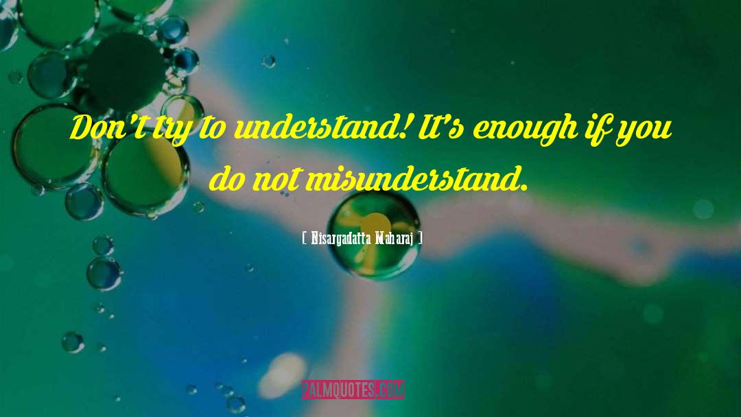 Nisargadatta Maharaj Quotes: Don't try to understand! It's