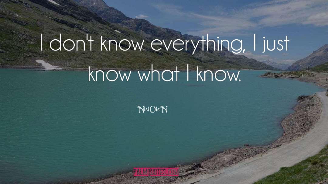 NisiOisiN Quotes: I don't know everything, I