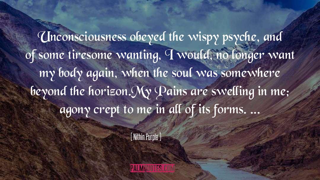 Nithin Purple Quotes: Unconsciousness obeyed the wispy psyche,