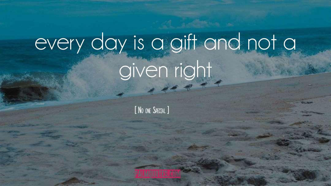No One Special Quotes: every day is a gift