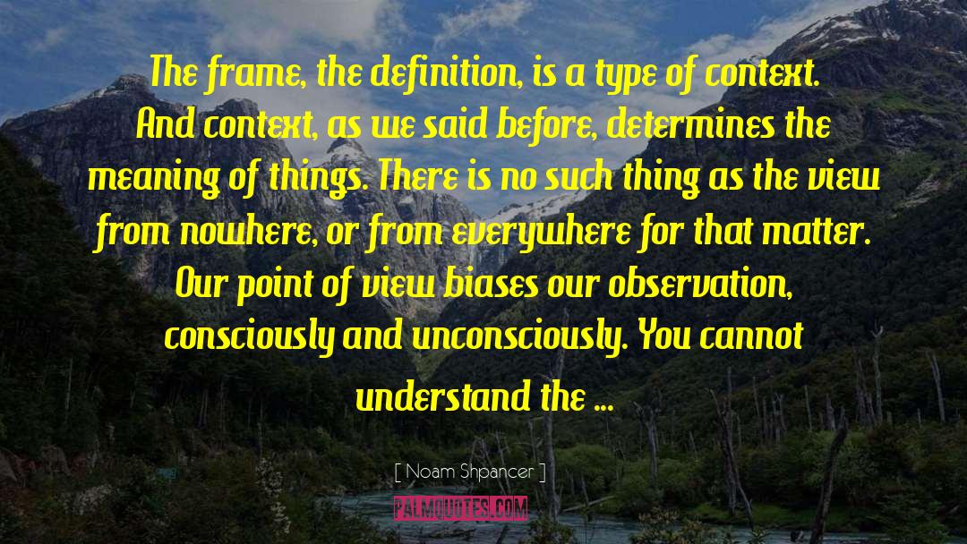 Noam Shpancer Quotes: The frame, the definition, is