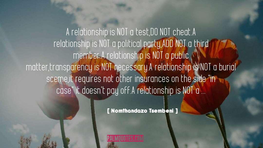 Nomthandazo Tsembeni Quotes: A relationship is NOT a