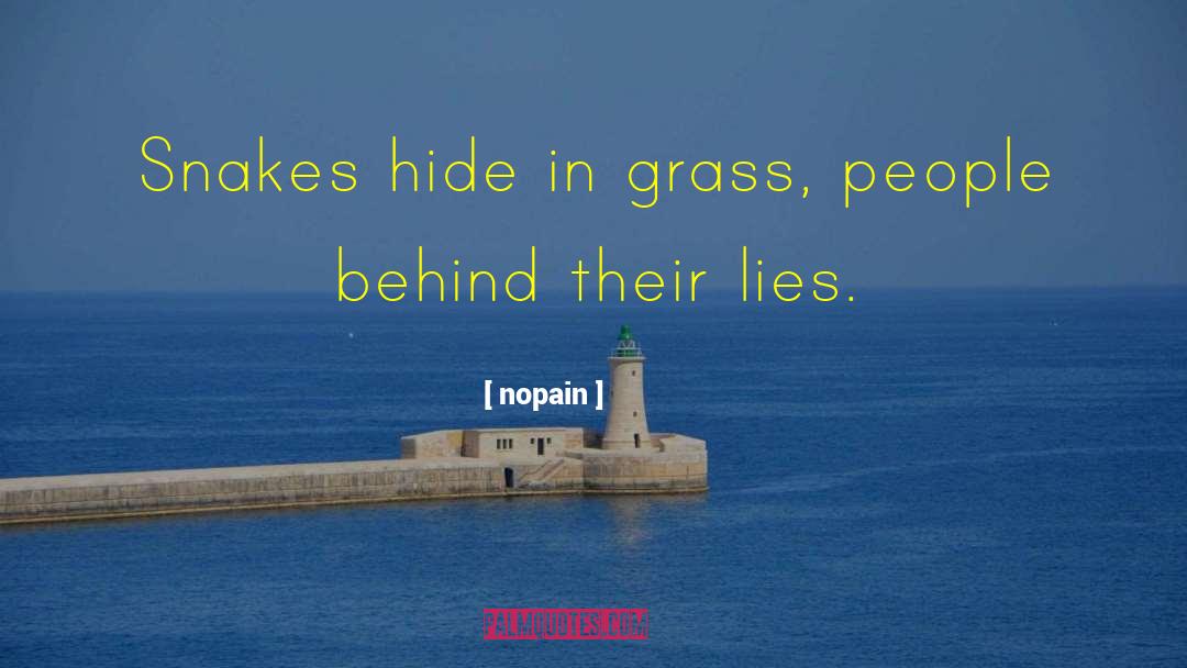 Nopain Quotes: Snakes hide in grass, people