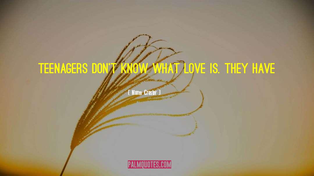 Norm Crosby Quotes: Teenagers don't know what love