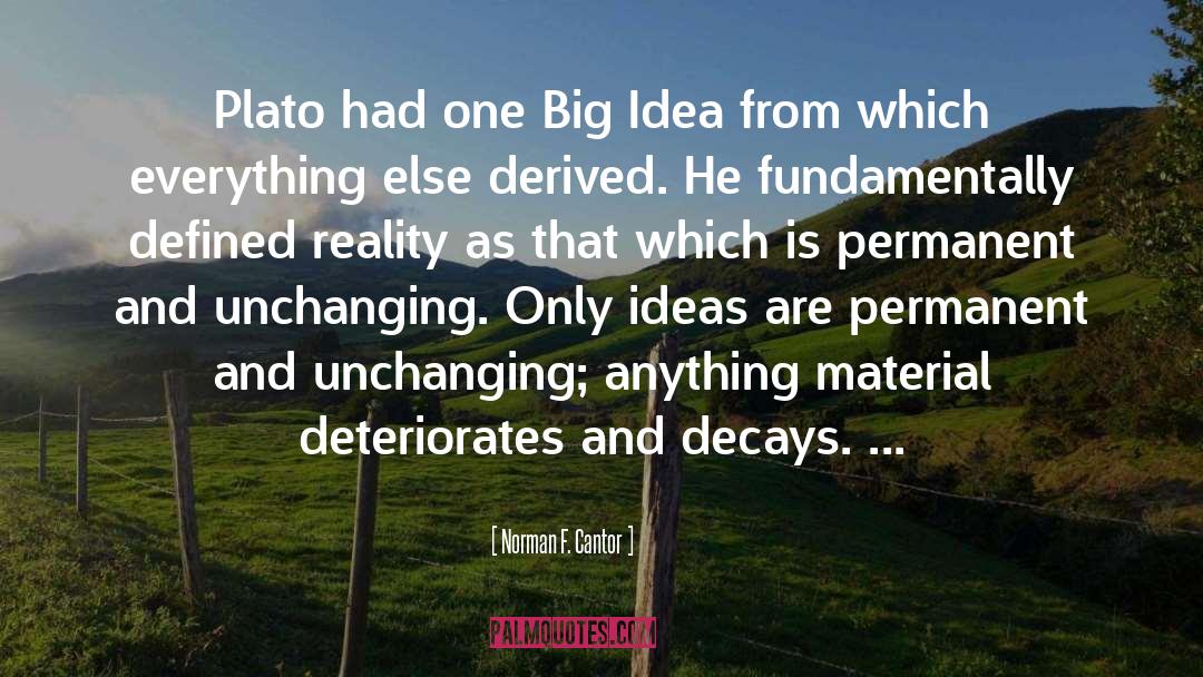 Norman F. Cantor Quotes: Plato had one Big Idea