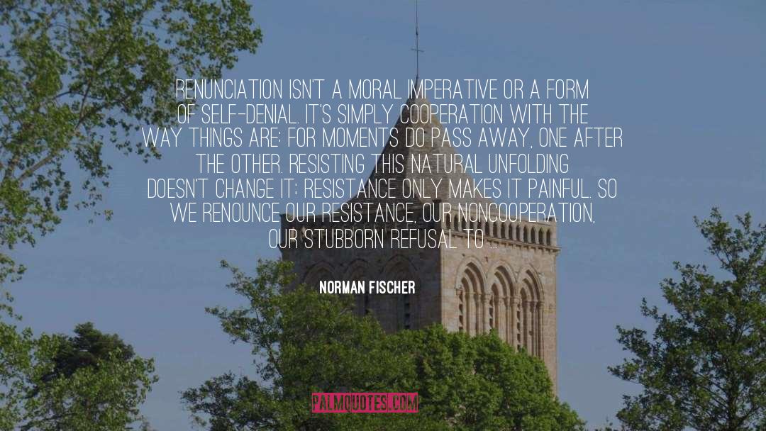 Norman Fischer Quotes: Renunciation isn't a moral imperative