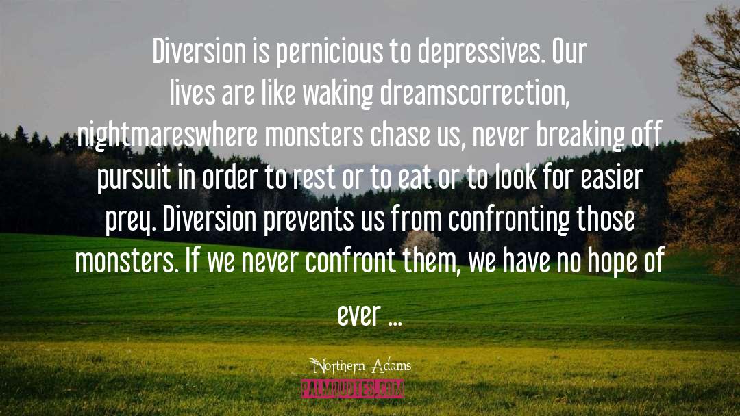 Northern Adams Quotes: Diversion is pernicious to depressives.