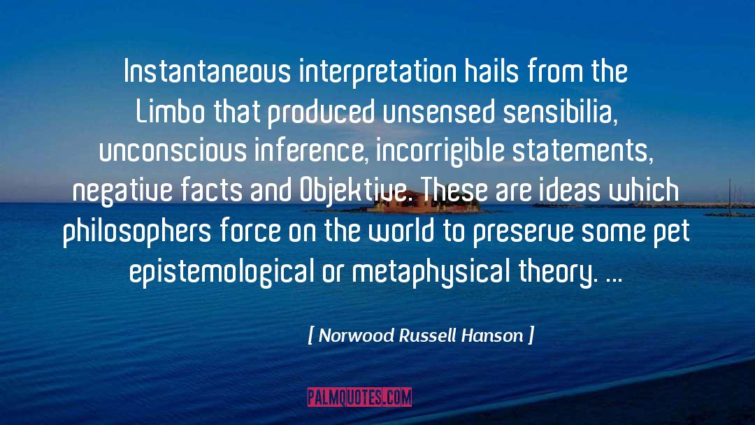 Norwood Russell Hanson Quotes: Instantaneous interpretation hails from the