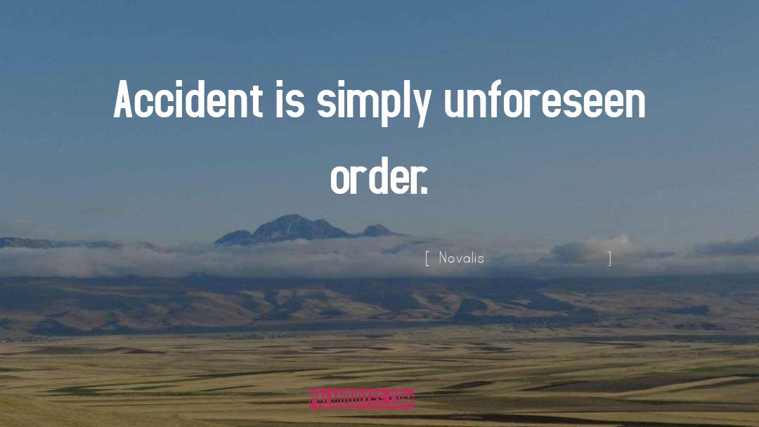 Novalis Quotes: Accident is simply unforeseen order.