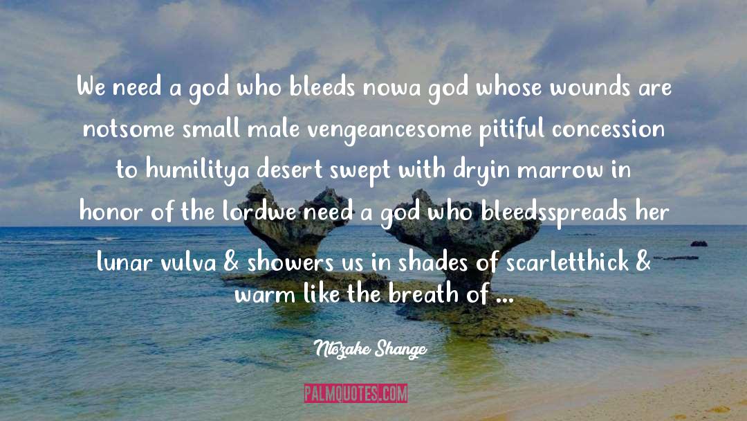 Ntozake Shange Quotes: We need a god who