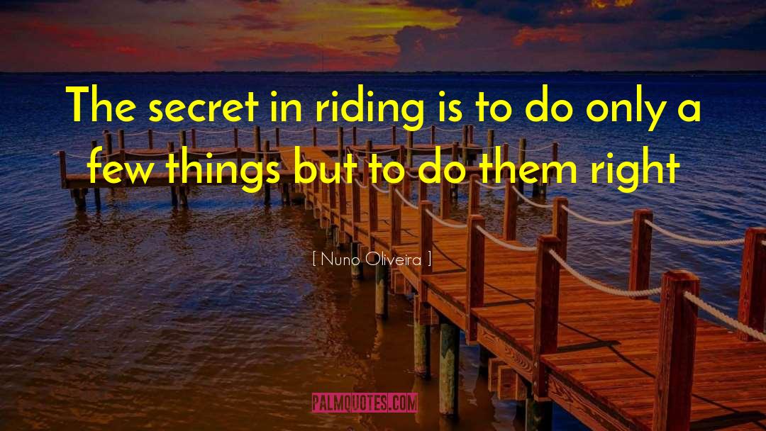 Nuno Oliveira Quotes: The secret in riding is
