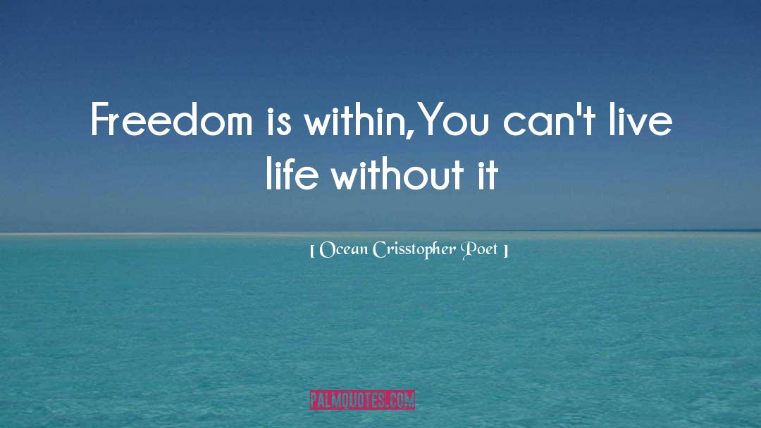 Ocean Crisstopher Poet Quotes: Freedom is within,<br>You can't live