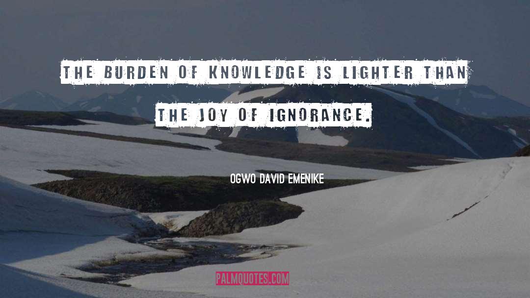 Ogwo David Emenike Quotes: The burden of knowledge is