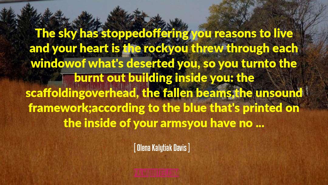 Olena Kalytiak Davis Quotes: The sky has stopped<br />offering