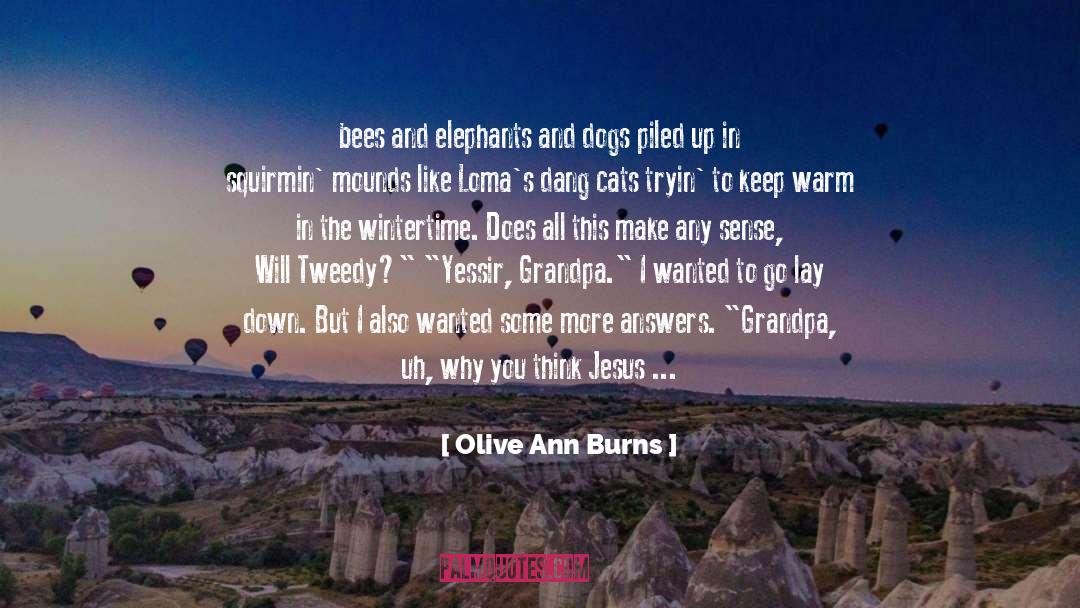 Olive Ann Burns Quotes: bees and elephants and dogs