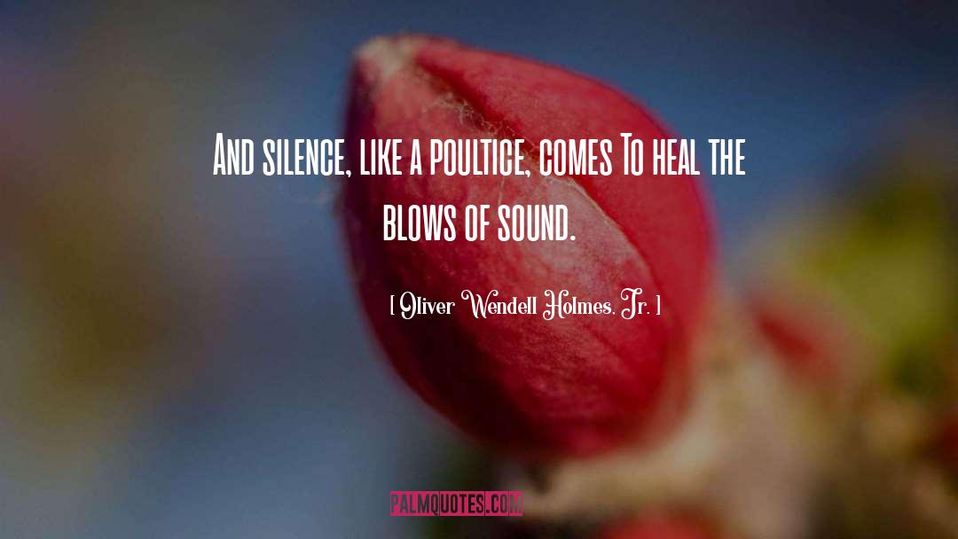 Oliver Wendell Holmes, Jr. Quotes: And silence, like a poultice,