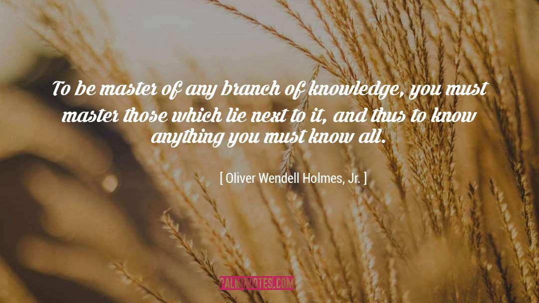 Oliver Wendell Holmes, Jr. Quotes: To be master of any