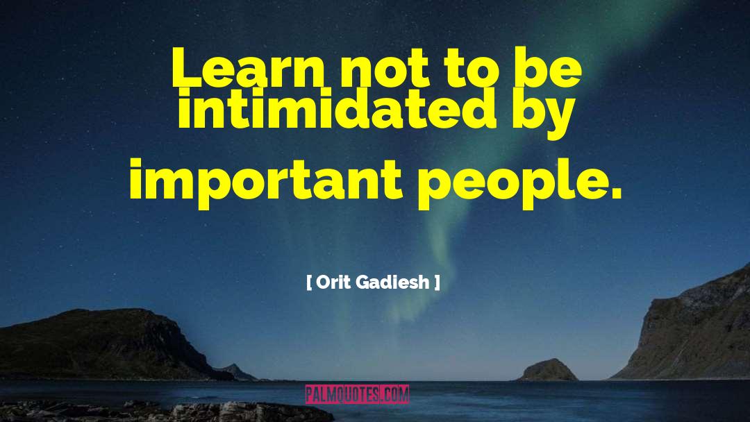 Orit Gadiesh Quotes: Learn not to be intimidated