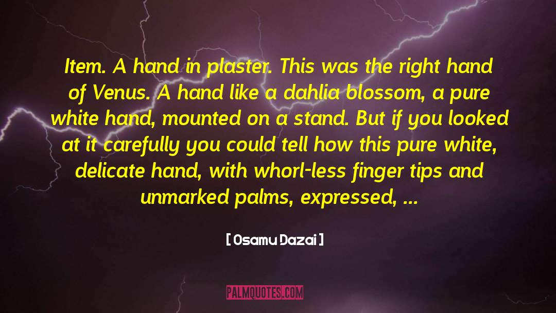 Osamu Dazai Quotes: Item. A hand in plaster.