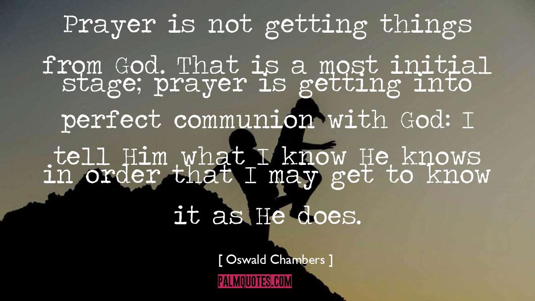 Oswald Chambers Quotes: Prayer is not getting things