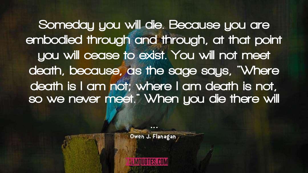 Owen J. Flanagan Quotes: Someday you will die. Because
