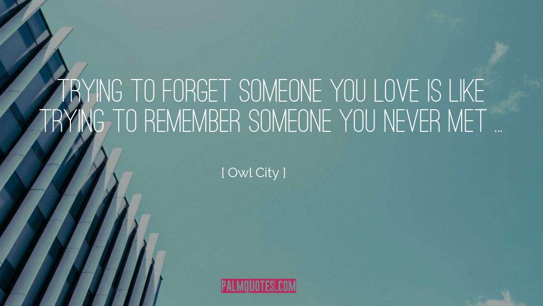 Owl City Quotes: Trying to forget someone you