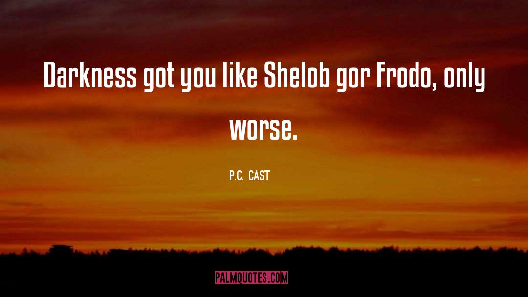 P.C. Cast Quotes: Darkness got you like Shelob