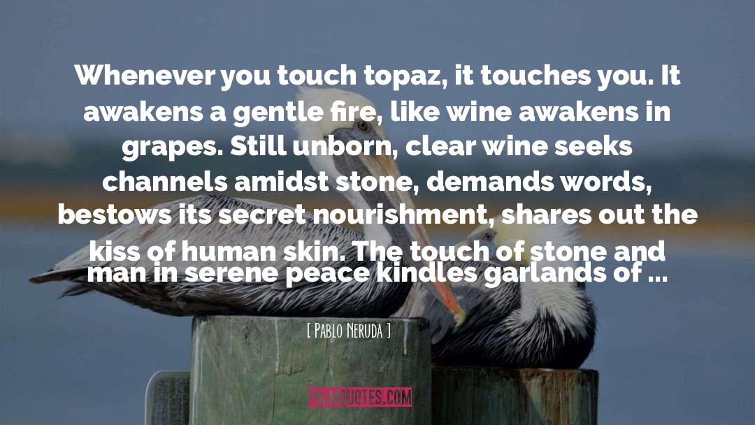 Pablo Neruda Quotes: Whenever you touch topaz, it