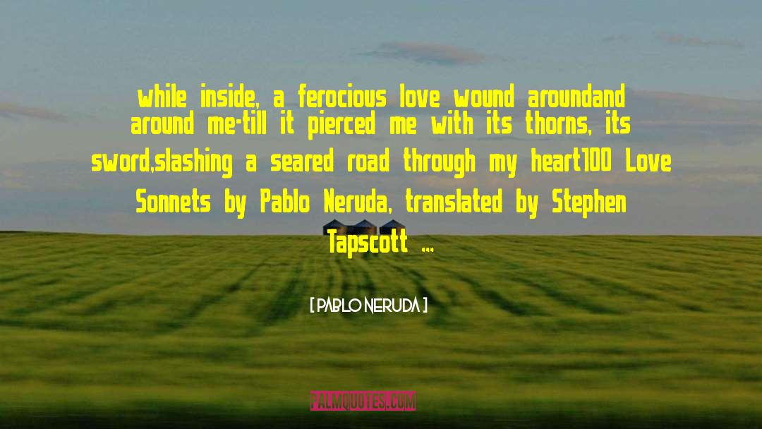 Pablo Neruda Quotes: while inside, a ferocious love