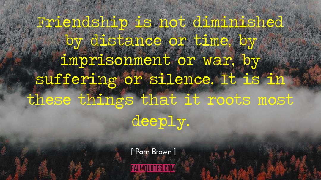Pam Brown Quotes: Friendship is not diminished by