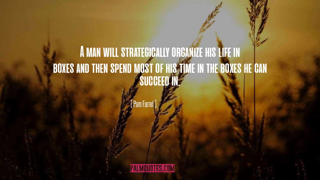 Pam Farrel Quotes: A man will strategically organize
