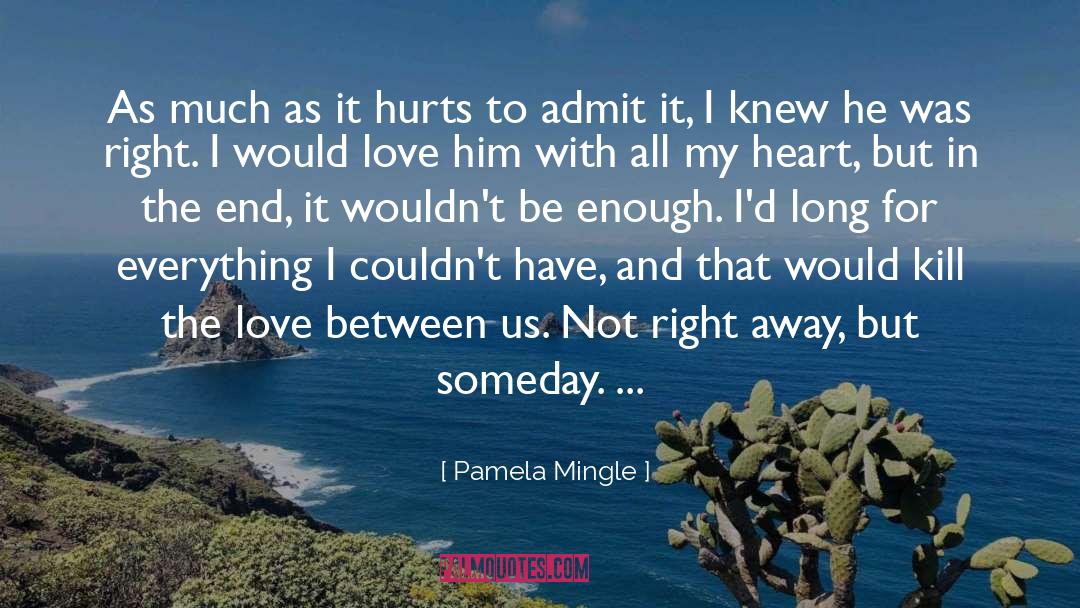 Pamela Mingle Quotes: As much as it hurts