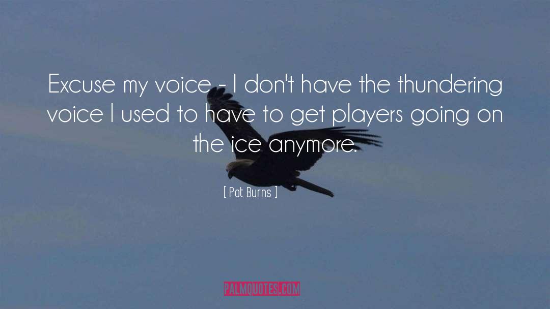 Pat Burns Quotes: Excuse my voice - I