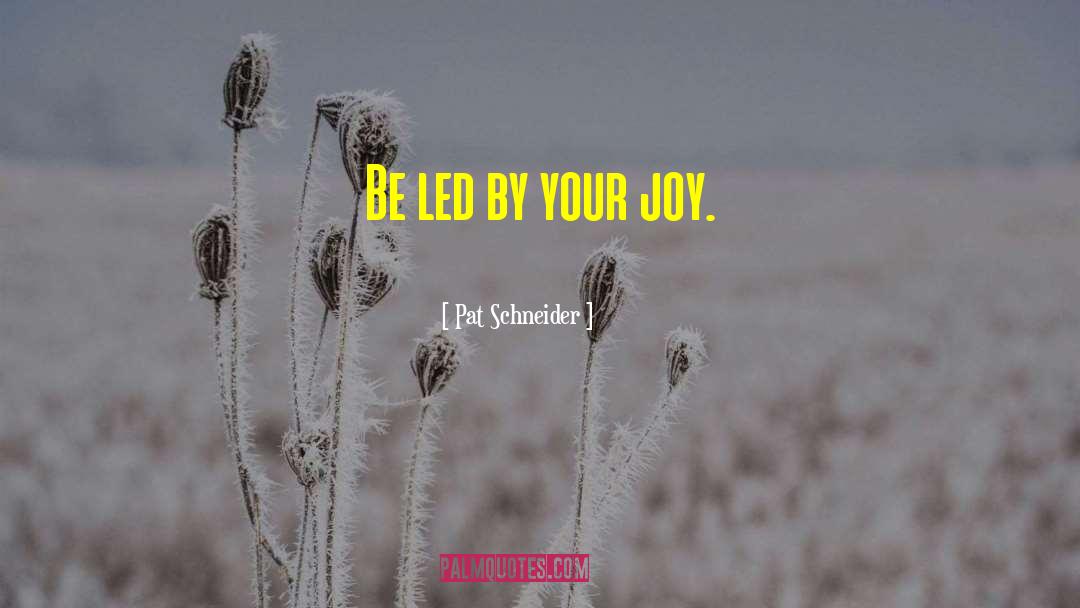 Pat Schneider Quotes: Be led by your joy.