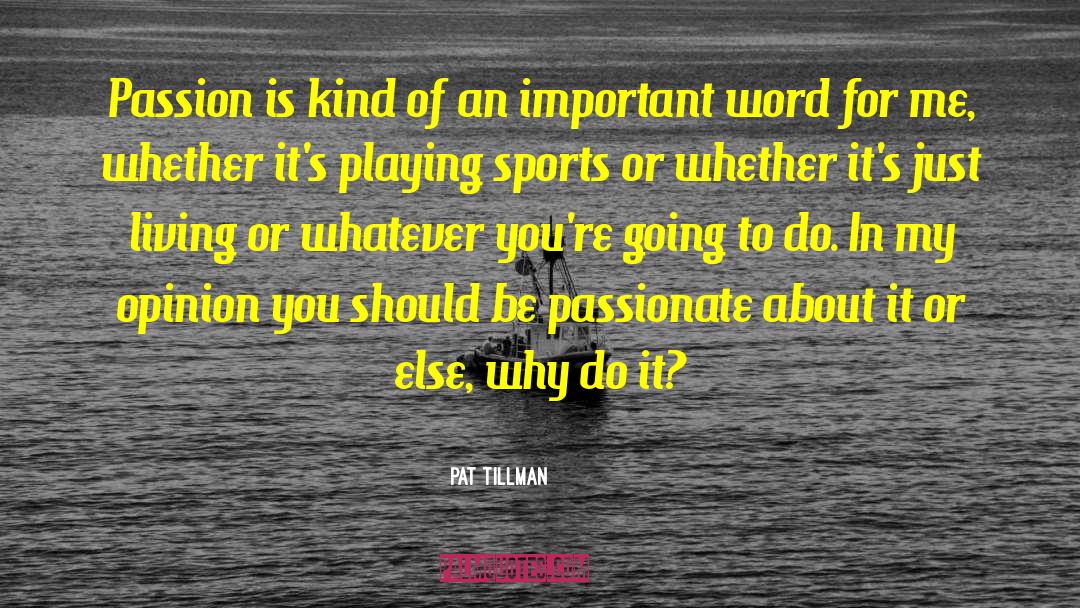 Pat Tillman Quotes: Passion is kind of an
