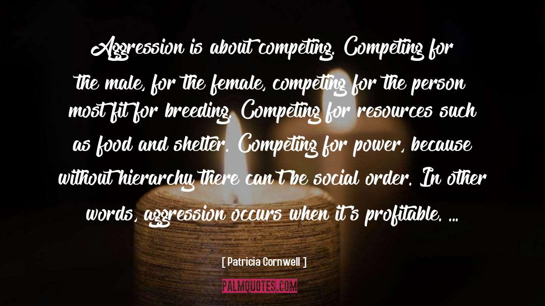 Patricia Cornwell Quotes: Aggression is about competing. Competing
