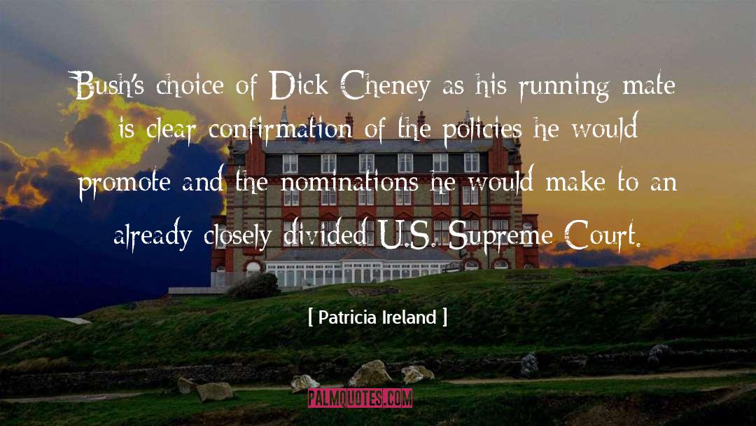 Patricia Ireland Quotes: Bush's choice of Dick Cheney