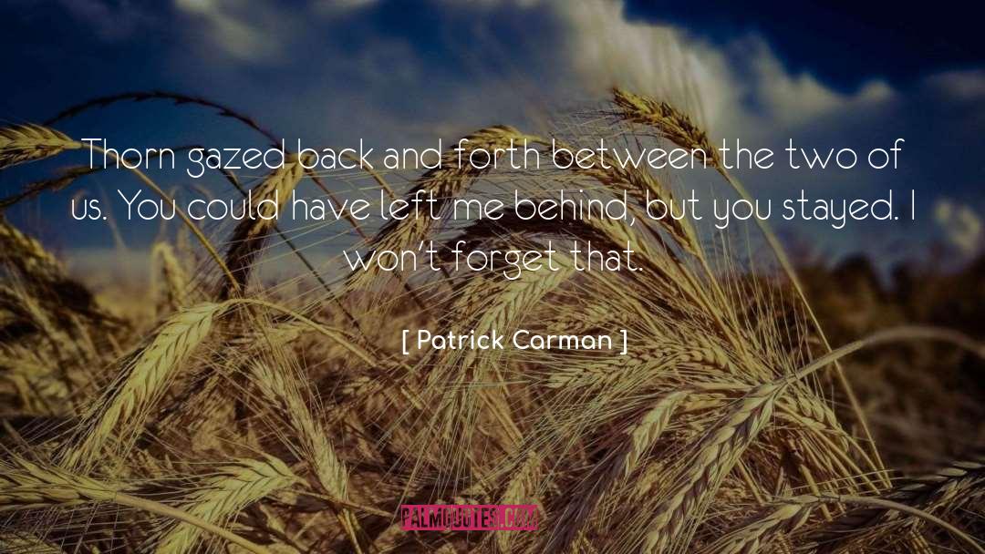 Patrick Carman Quotes: Thorn gazed back and forth