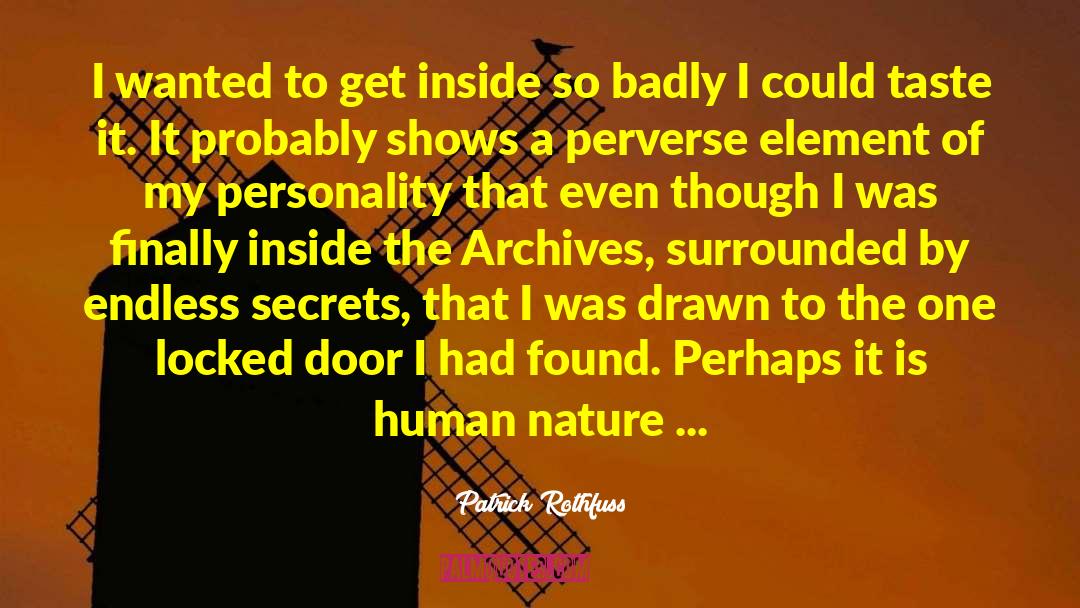 Patrick Rothfuss Quotes: I wanted to get inside