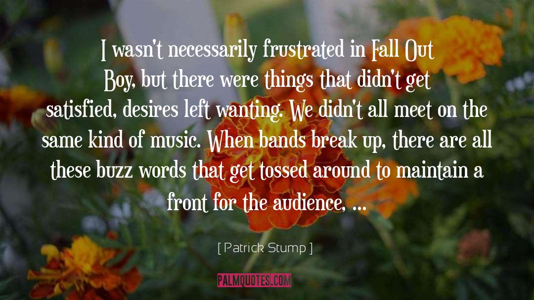 Patrick Stump Quotes: I wasn't necessarily frustrated in