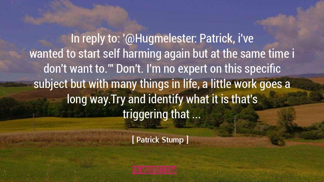 Patrick Stump Quotes: In reply to: '@Hugmelester: Patrick,