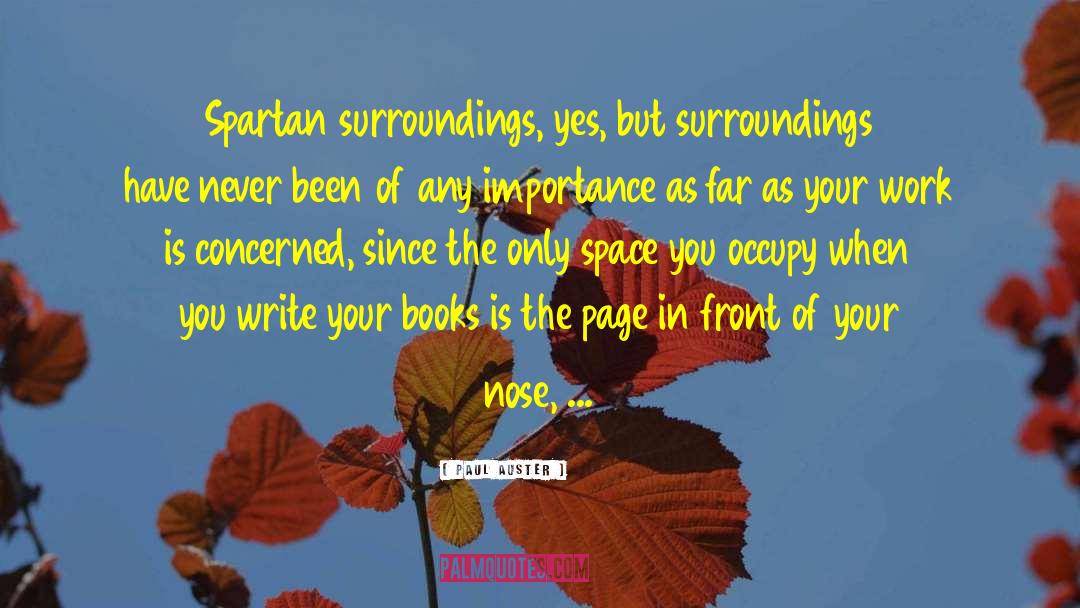 Paul Auster Quotes: Spartan surroundings, yes, but surroundings